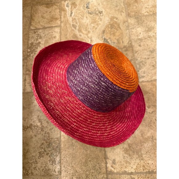 2-Two Tone Straw Beach Hat Set main image 13